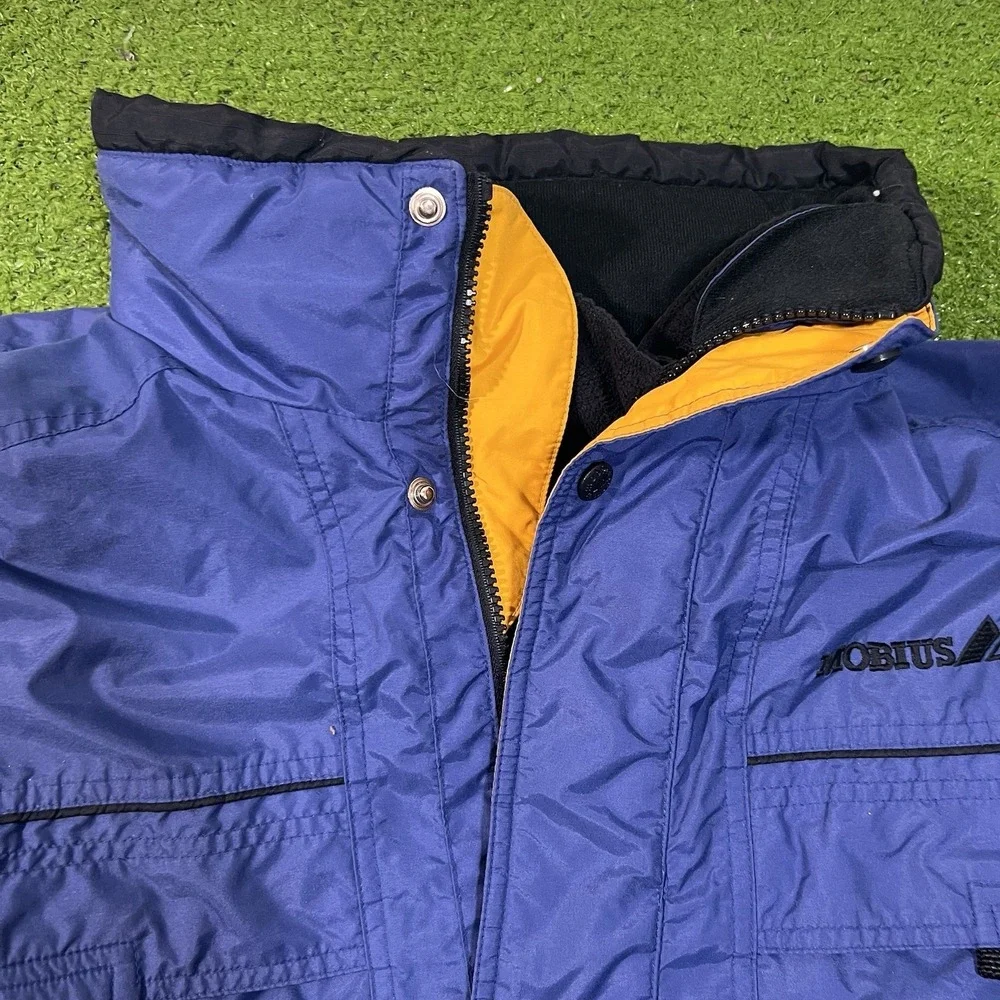 Vintage Ski Jacket XL Removable Fleece Lining 3 In 1 90s Snowboard Mobius Blue‎